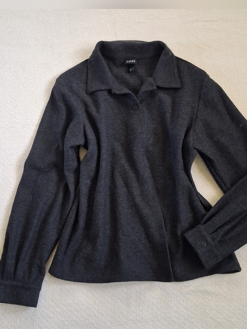 eileen fisher ♡ wool charcoal collared sweater cardigan medium